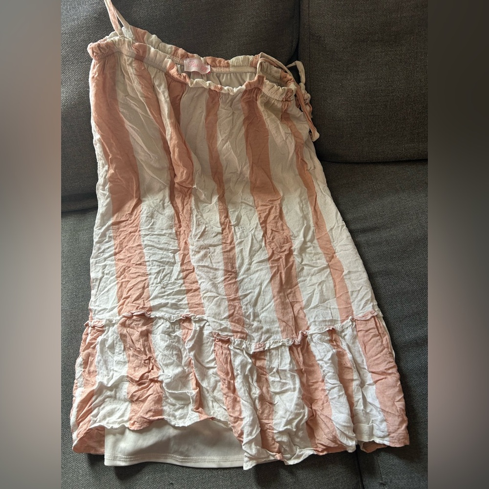 Pink Lily Strapless Pink and White Dress